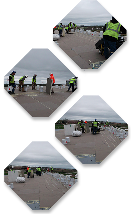 Wisconsin roofing contractor working on a commercial flat roof replacement